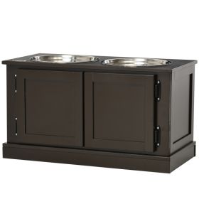 Elevated Dog Bowls with Storage, Two Stainless Steel Bowls for Large Dogs, Coffee (Option: Coffee-700x380x170 mm)